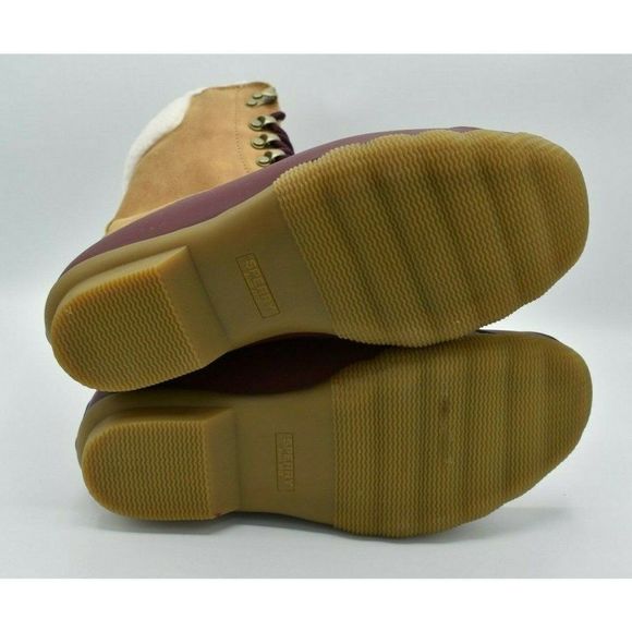 NWB Sperry Womens Size 7 M Saltwater Tall Leather Cozy Tan Duck Boots STS85401 - Picture 10 of 11